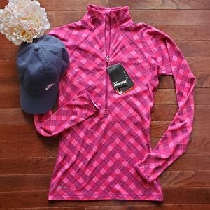 Nike | Nike Pro Dri-Fit Plaid Pullover Jacket | Pink
